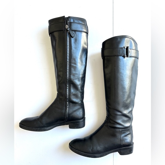 Tory Burch Grace Knee High Riding Boots Black leather tall‎ boots 6.5M - Picture 4 of 15